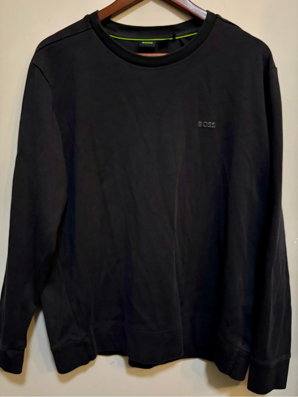 BOSS Hugo Boss Salbo Black Crewneck Sweatshirt Men’s XL Logo Pullover
